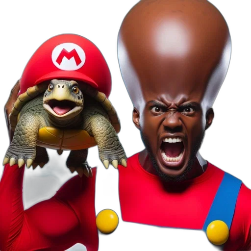 animal, hat, creature, mask, concept art, 3d render, mario, turtle transparent PNG cut-out