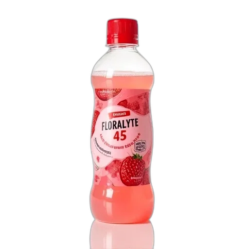 bottle, food, 3d render, red, floralyte, cap, filled, pinkish transparent PNG cut-out