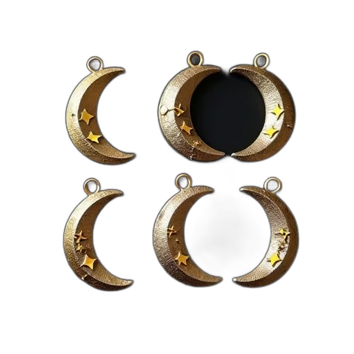 jewelry, collection, six, crescent, moon, pendants, star, design transparent PNG cut-out
