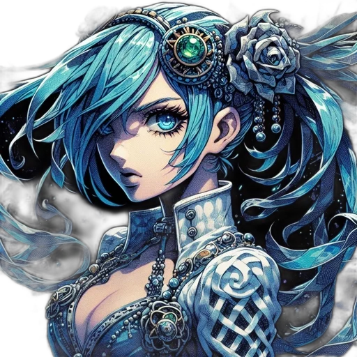 dress, face, jewelry, staff, fantasy art, concept art, anime, pixel art transparent PNG cut-out