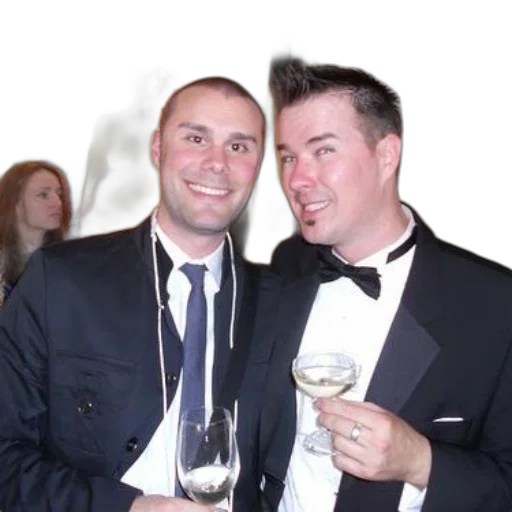 staff, two, men, formal, attire, pose, photo, one transparent PNG cut-out