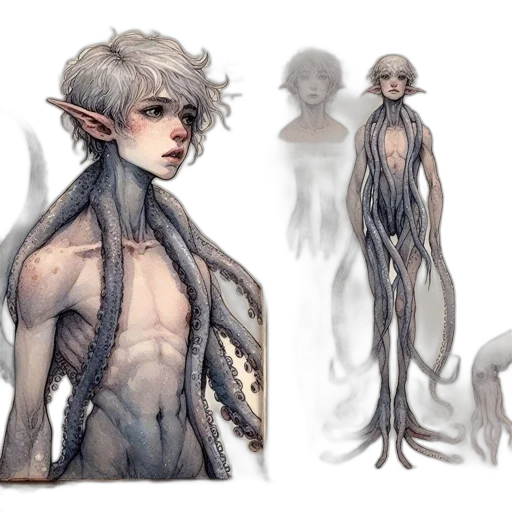 creature, concept art, fantasy art, watercolor, 3d render, pastel, dark, earth tones transparent PNG cut-out