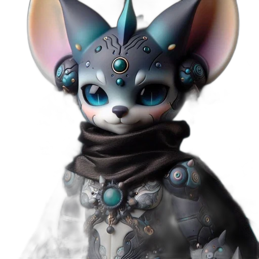 mask, robot, jewelry, staff, fantasy art, concept art, 3d render, cyberpunk transparent PNG cut-out