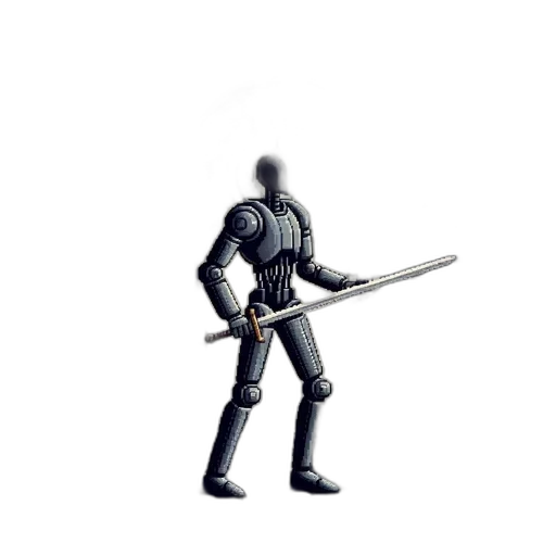 sword, staff, robot, weapon, concept art, 3d render, pixel art, fantasy art transparent PNG cut-out