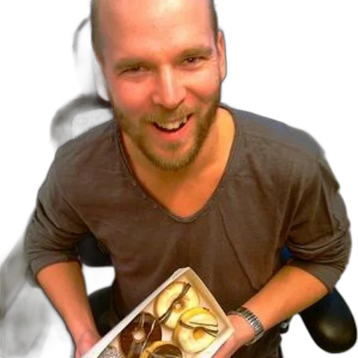 food, staff, face, creature, photorealistic, man, gray, shirt transparent PNG cut-out