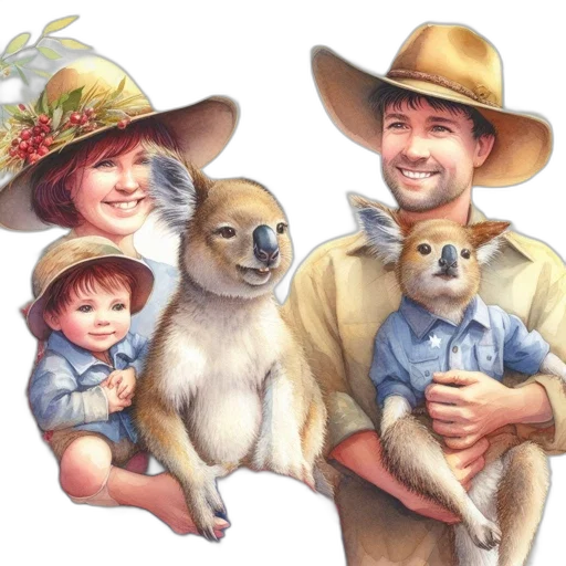 hat, animal, photorealistic, oil painting, watercolor, concept art, australian, landscape transparent PNG cut-out