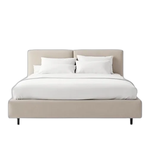 furniture, monochrome, minimalist, bed, plain, white, duvet, two transparent PNG cut-out