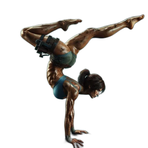 jewelry, photorealistic, concept art, 3d render, earth tones, woman, performs, handstand transparent PNG cut-out