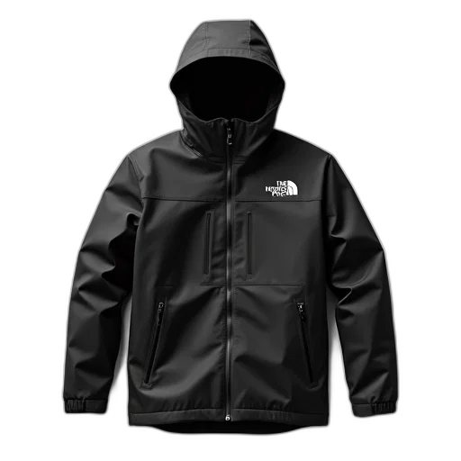 jacket, black, hood, displayed, against, white, background, has transparent PNG cut-out
