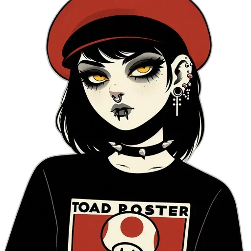 dress, face, hat, comic book art, cartoon, concept art, fantasy art, red transparent PNG cut-out