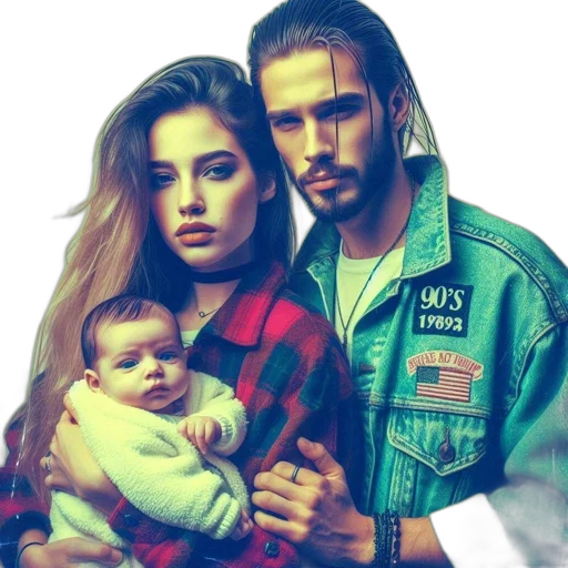jacket, photorealistic, oil painting, vaporwave, watercolor, neon lights, themed, family transparent PNG cut-out