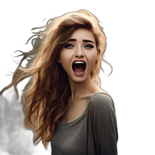 face, hair, creature, photorealistic, cartoon, fantasy art, oil painting, young transparent PNG cut-out