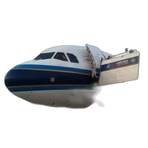 3d render, large, airplane, blue, white, stripes, parked, tarmac transparent PNG cut-out