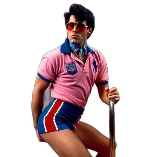staff, jacket, concept art, vaporwave, 3d render, photorealistic, man, colorful transparent PNG cut-out