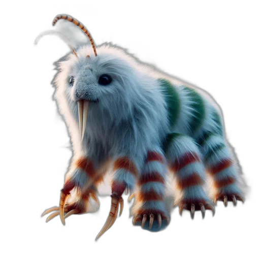 creature, animal, dragon, hair, concept art, fantasy art, 3d render, watercolor transparent PNG cut-out