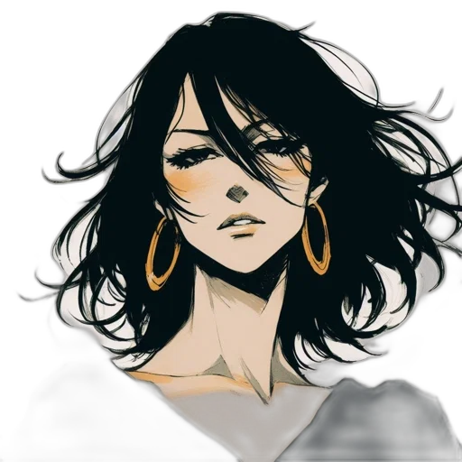 face, mask, hair, jewelry, concept art, anime, watercolor, comic book art transparent PNG cut-out