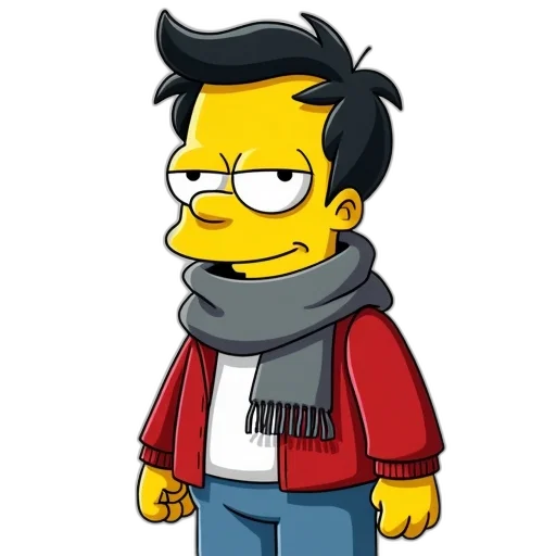 jacket, cartoon, pixel art, concept art, 3d render, character, resembling, homer transparent PNG cut-out