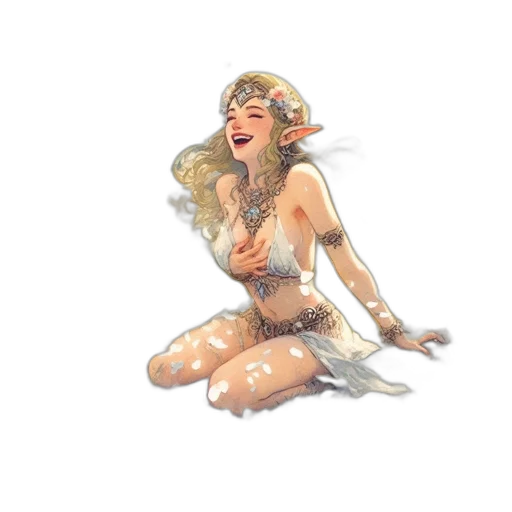 dress, jewelry, concept art, fantasy art, pixel art, comic book art, elven, woman transparent PNG cut-out