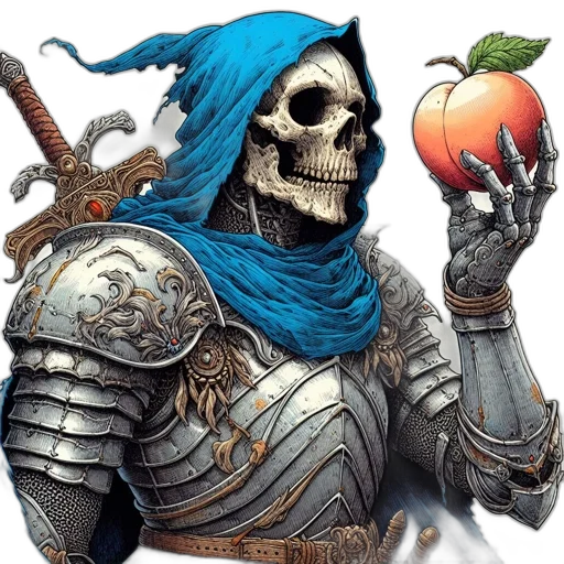 mask, fantasy art, concept art, comic book art, pixel art, blue, skeletal, figure transparent PNG cut-out