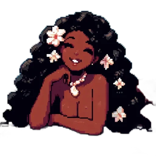 jewelry, flower, crown, hair, pixel art, cartoon, concept art, vaporwave transparent PNG cut-out