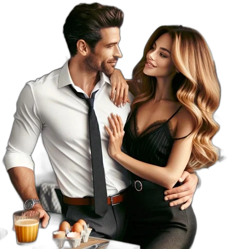 photorealistic, concept art, cartoon, fantasy art, fire, city street, couple, shares transparent PNG cut-out