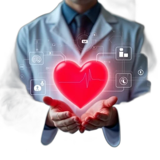 person, white, lab, coat, holding, red, heart-shaped, object transparent PNG cut-out