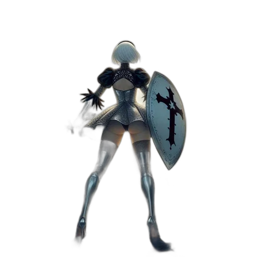 robot, weapon, staff, sword, 3d render, concept art, fantasy art, pixel art transparent PNG cut-out