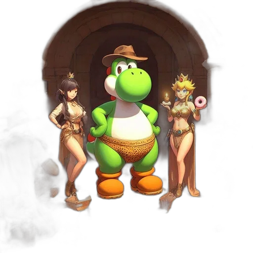 hat, staff, creature, concept art, 3d render, pixel art, fantasy art, earth tones transparent PNG cut-out