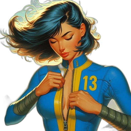 jacket, comic book art, concept art, fantasy art, blue, golden, woman, dark transparent PNG cut-out