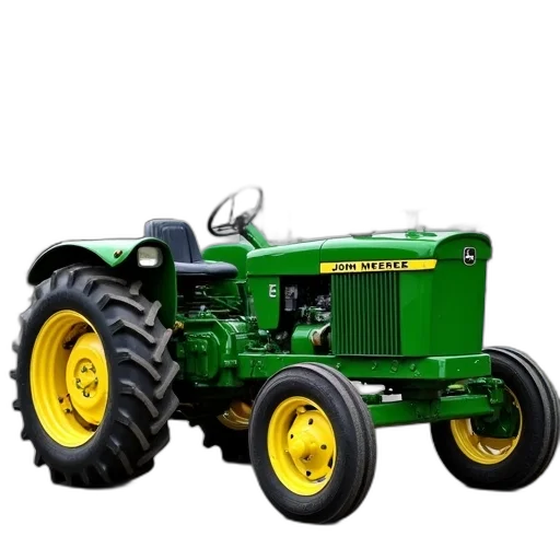 car, photorealistic, green, john, deere, tractor, yellow, tires transparent PNG cut-out