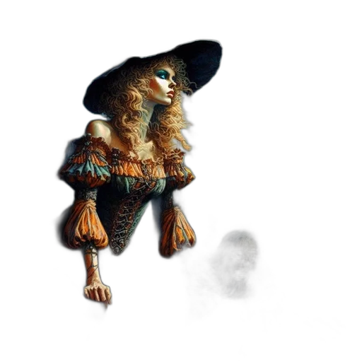 hat, mask, creature, hair, concept art, 3d render, fantasy art, pixel art transparent PNG cut-out