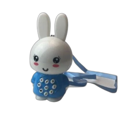 staff, animal, 3d render, cute, blue, white, rabbit-shaped, toy transparent PNG cut-out