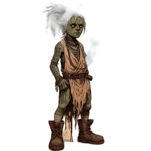 staff, creature, mask, concept art, fantasy art, pixel art, comic book art, earth tones transparent PNG cut-out