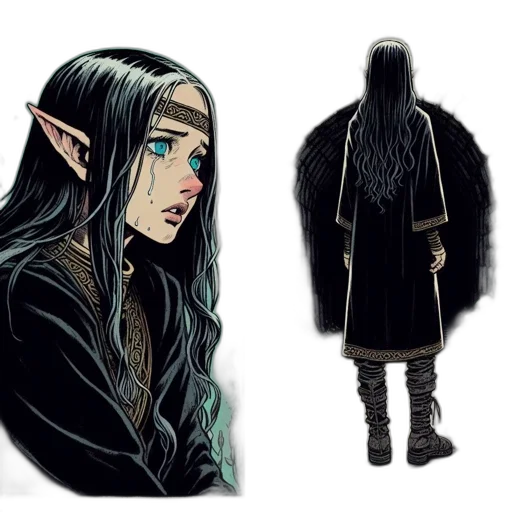concept art, fantasy art, comic book art, pixel art, dark, green, monochrome, female transparent PNG cut-out