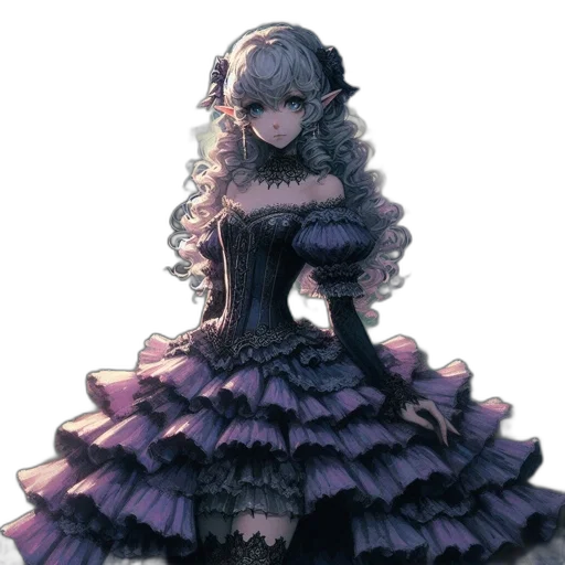 dress, crown, flower, creature, watercolor, concept art, pixel art, fantasy art transparent PNG cut-out