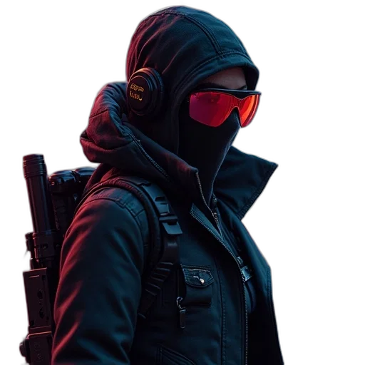 jacket, mask, weapon, face transparent PNG cut-out
