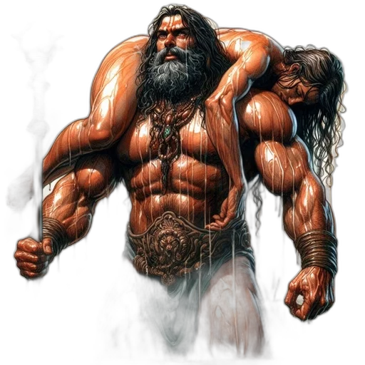 concept art, comic book art, fantasy art, photorealistic, muscular, figure, holds, staff transparent PNG cut-out