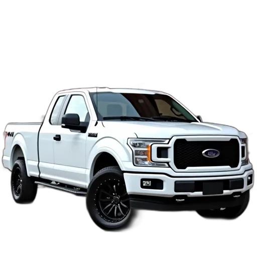 car, photorealistic, 3d render, white, pickup, truck, parked, front transparent PNG cut-out