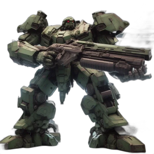 weapon, robot, concept art, 3d render, pixel art, photorealistic, green, elaborate transparent PNG cut-out