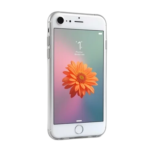 flower, white, iphone, clear, plastic, case, displayed, against transparent PNG cut-out