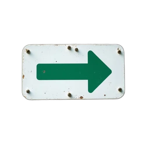 3d render, white, green, directional, sign, pointed, arrow, attached transparent PNG cut-out