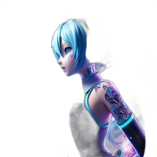 robot, dress, staff, face, cyberpunk, concept art, 3d render, fantasy art transparent PNG cut-out