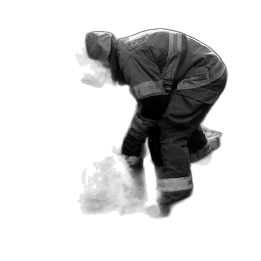 staff, creature, jacket, mask, photorealistic, concept art, snow, monochrome transparent PNG cut-out