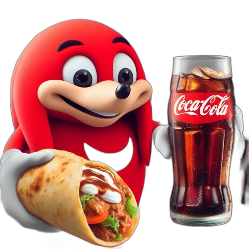 food, animal, robot, bottle, 3d render, concept art, photorealistic, red transparent PNG cut-out
