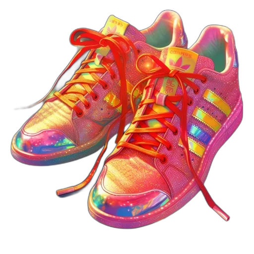 shoes, vaporwave, photorealistic, watercolor, 3d render, neon, colorful, pastel transparent PNG cut-out
