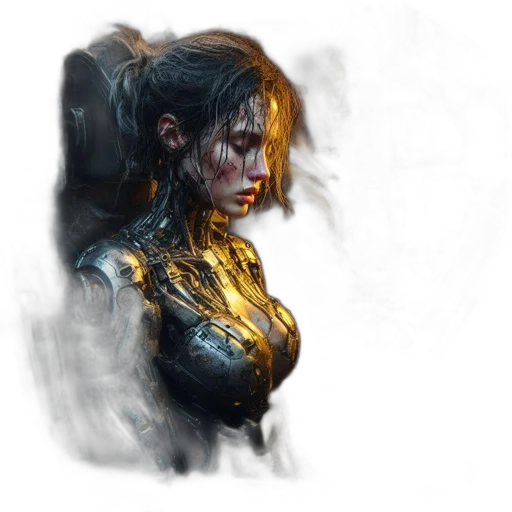 face, concept art, fantasy art, comic book art, photorealistic, outer space, golden, dark transparent PNG cut-out