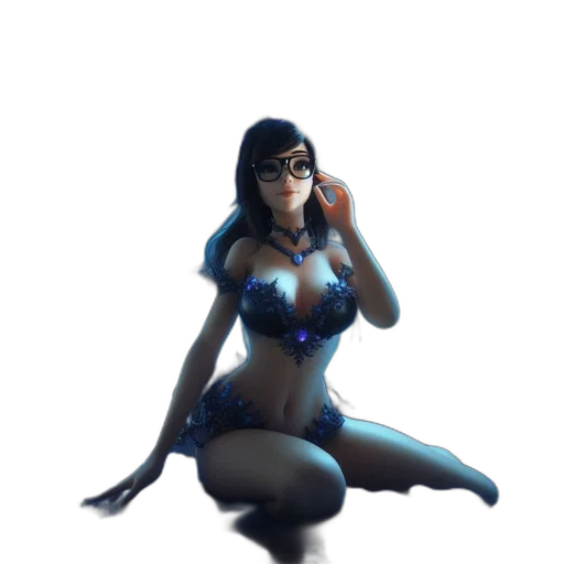dress, staff, robot, concept art, fantasy art, comic book art, pixel art, underwater transparent PNG cut-out
