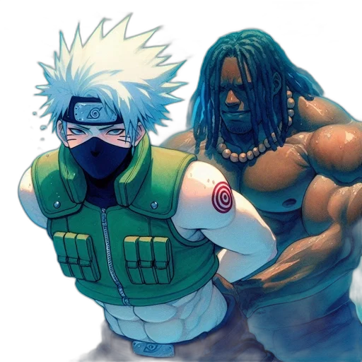 comic book art, concept art, anime, fantasy art, underwater, two, animated, characters transparent PNG cut-out