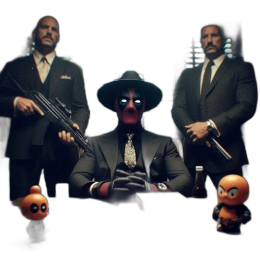 concept art, 3d render, comic book art, pixel art, three, men, including, one transparent PNG cut-out