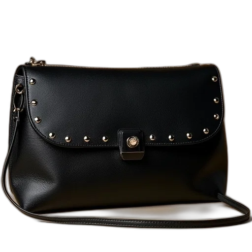 black, leather, clutch, bag transparent PNG cut-out